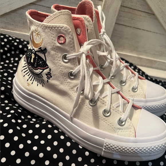 Converse chuck Taylor lift platform Alchemy embroidery Pink and White High-Tops - Picture 1 of 9